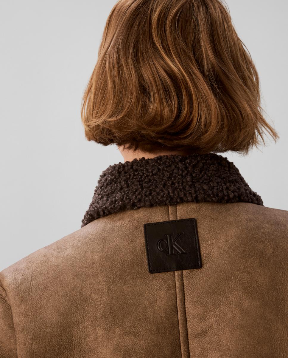 Casaco Shearling Aviador Castanho-5
