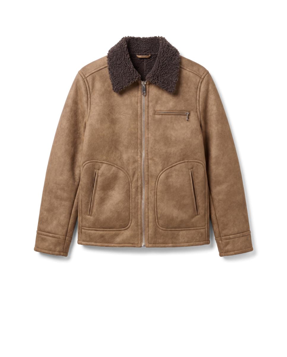 Casaco Shearling Aviador Castanho-7