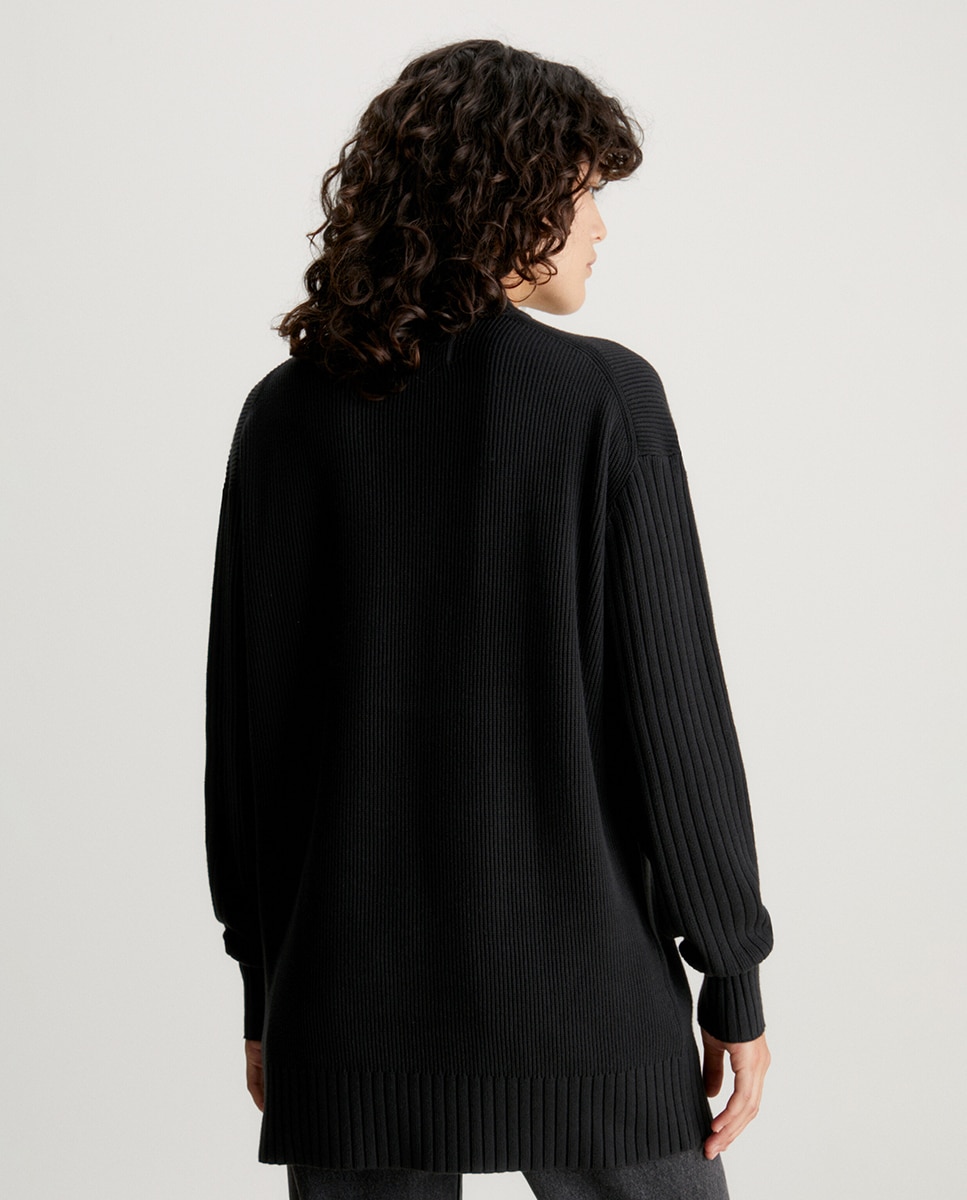 Camisola de Malha Folgada com Monograma e em Algodão Preto-2