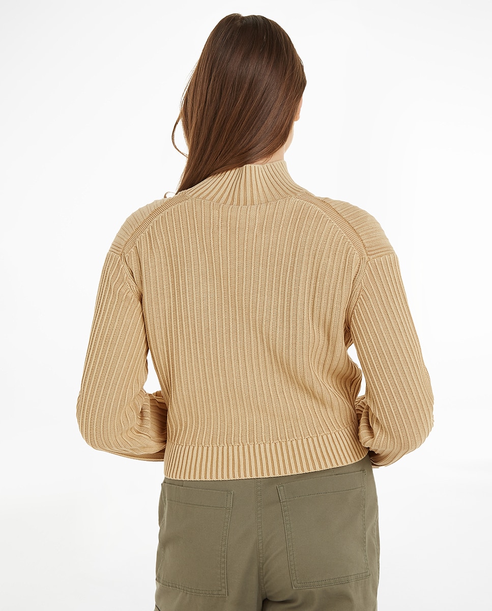 Camisola de Malha em Algodão - Cor de Areia Natural-2