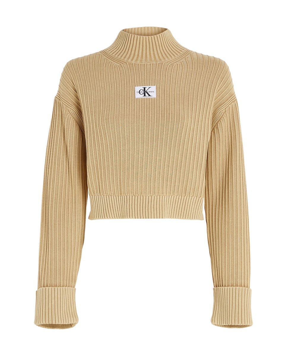 Camisola de Malha em Algodão - Cor de Areia Natural-4