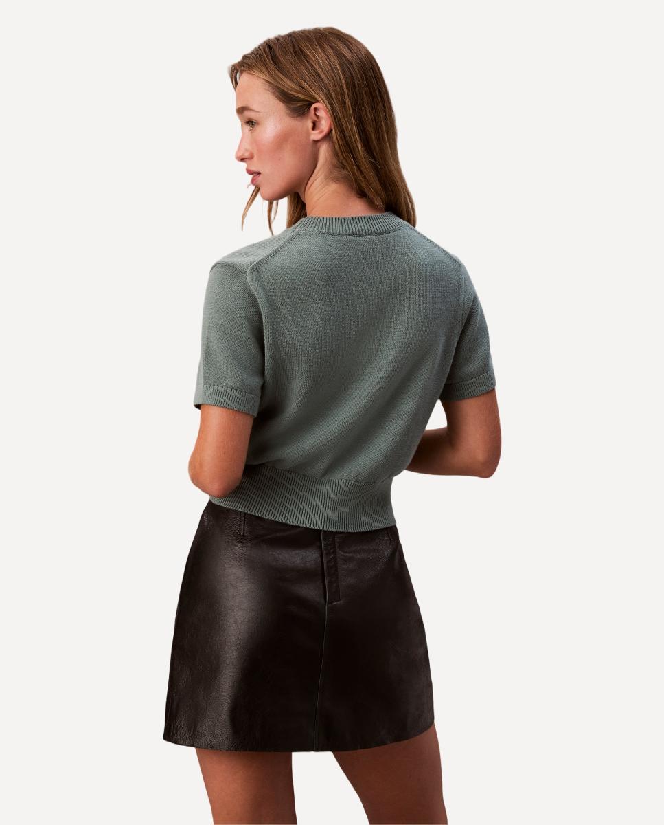Camisola de Malha de Algodão com Logótipo Verde Água-3