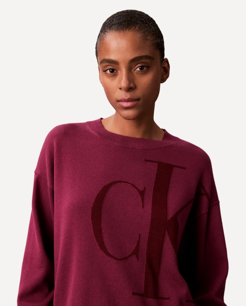 Camisola de Malha de Algodão com Logótipo Ck Roxo-3