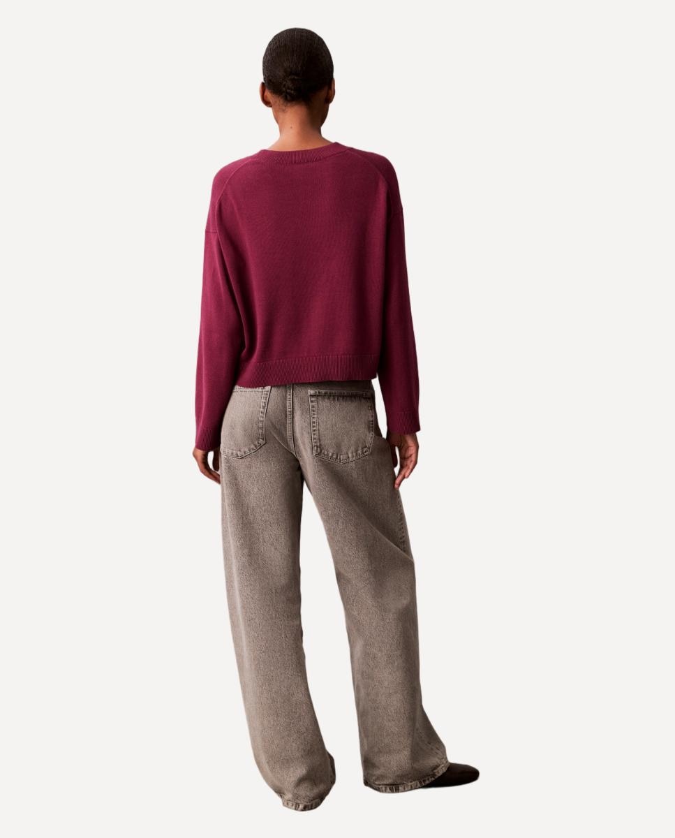 Camisola de Malha de Algodão com Logótipo Ck Roxo-4