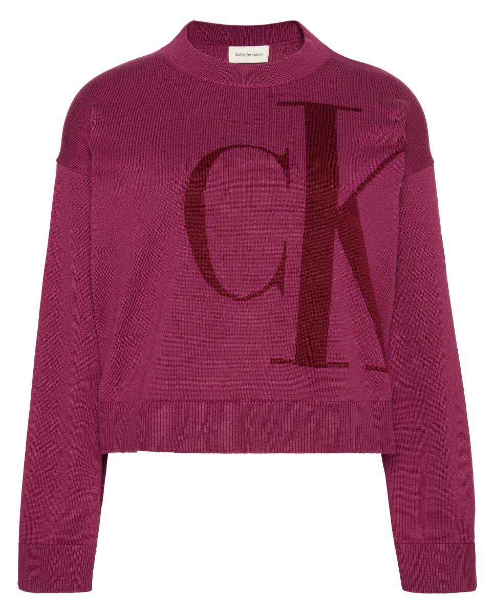 Camisola de Malha de Algodão com Logótipo Ck Roxo-5