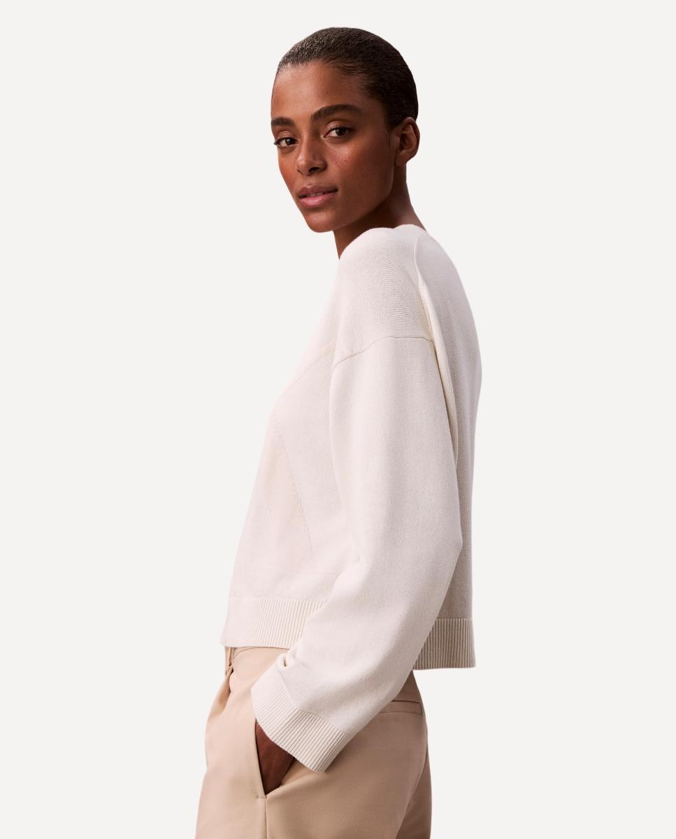 Camisola de Malha de Algodão com Logótipo Ck Cru-2
