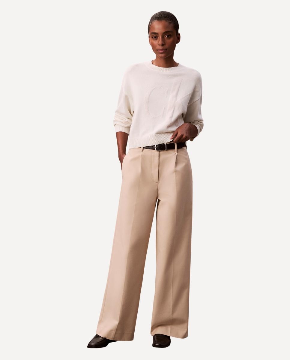 Camisola de Malha de Algodão com Logótipo Ck Cru-3
