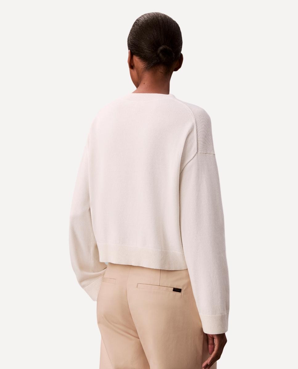 Camisola de Malha de Algodão com Logótipo Ck Cru-5