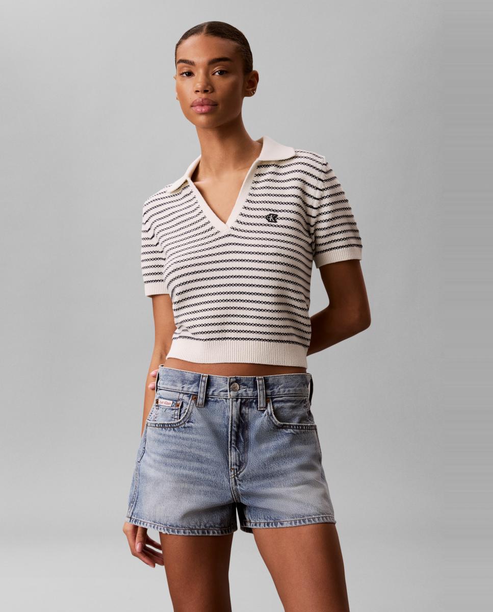 Calvin Klein Jeans - Polo mujer de rayas con logo.