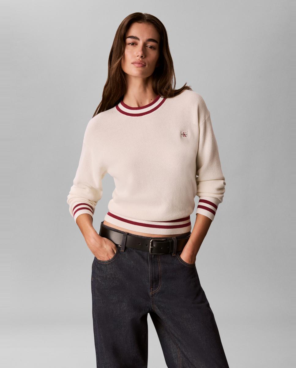 Jersey de mujer woven - Calvin Klein Jeans - Crema Crema-1