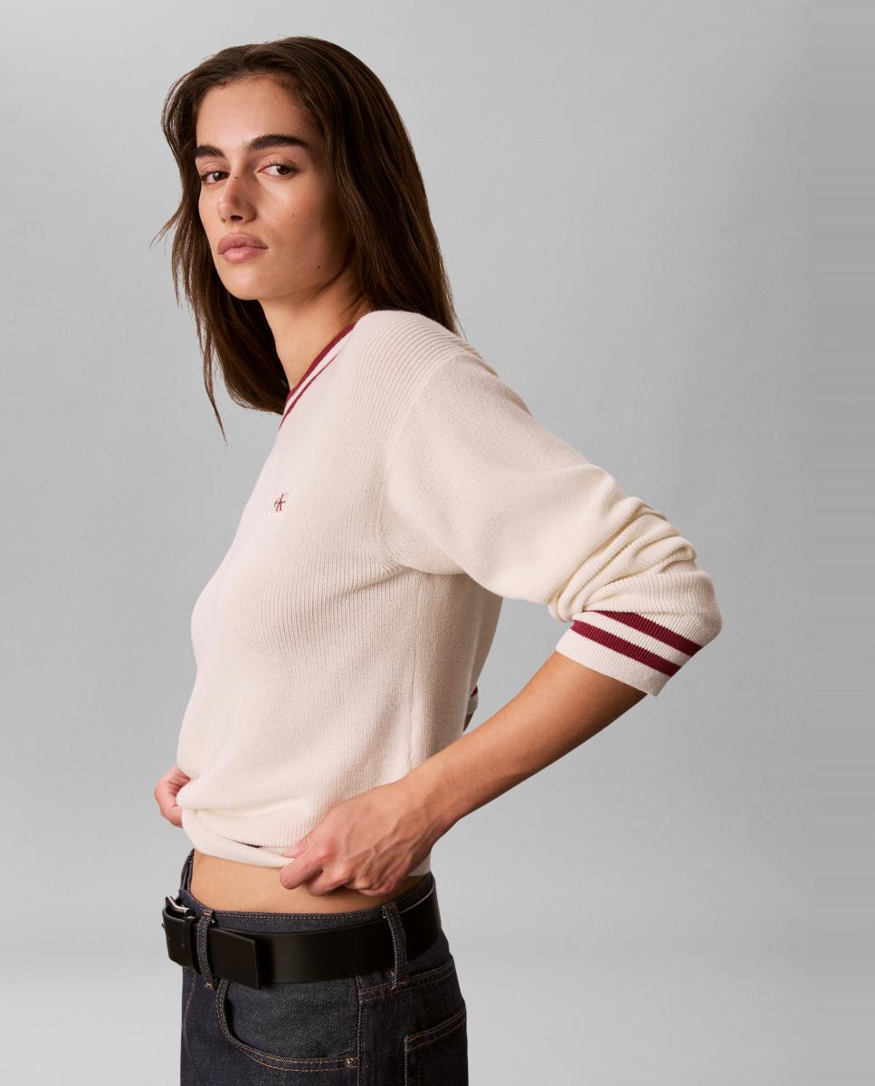 Jersey de mujer woven - Calvin Klein Jeans - Crema Crema-3
