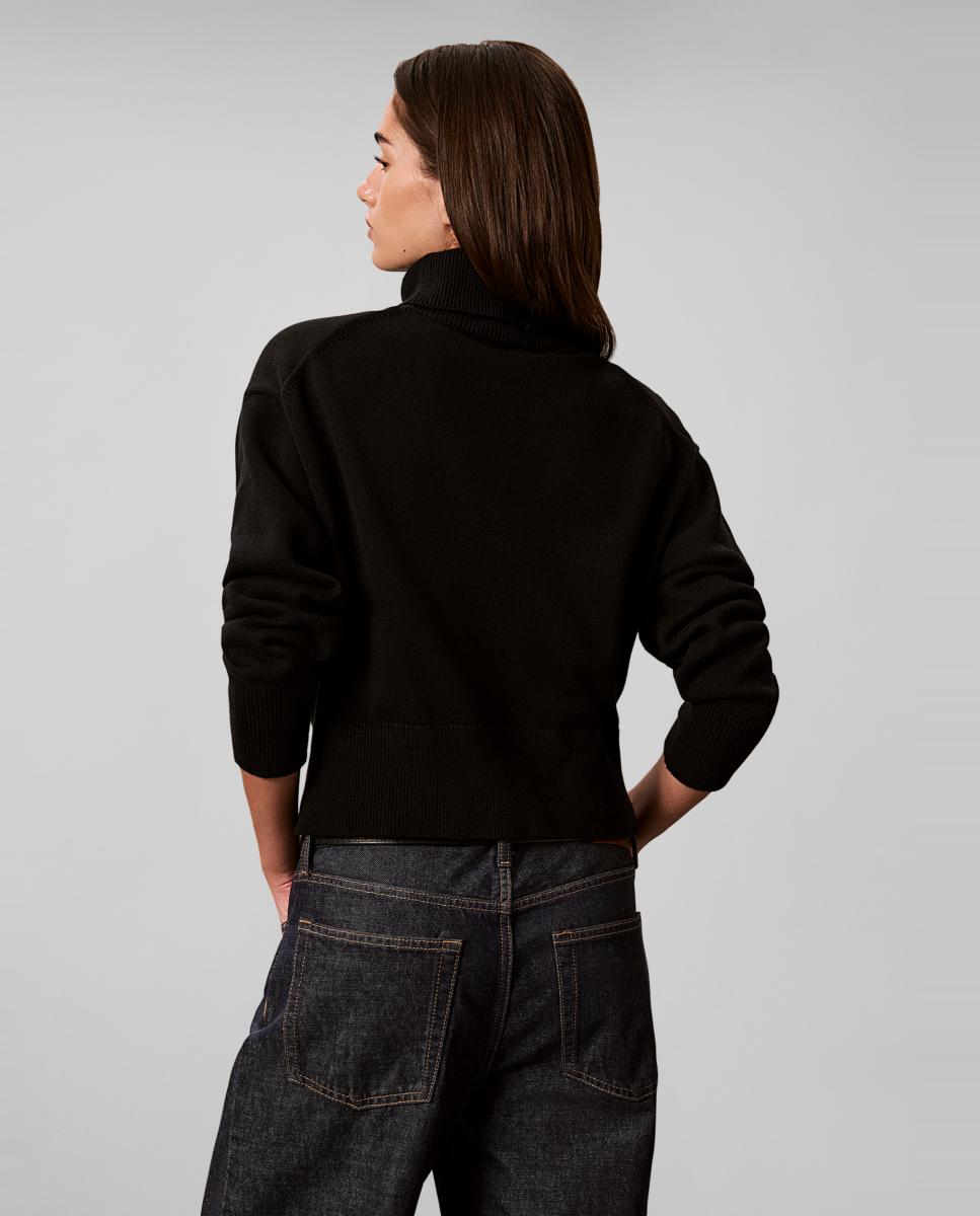 Camisola de Malha com Gola Alta e Logótipo Preto-2