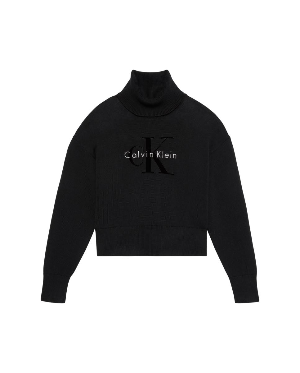 Camisola de Malha com Gola Alta e Logótipo Preto-5