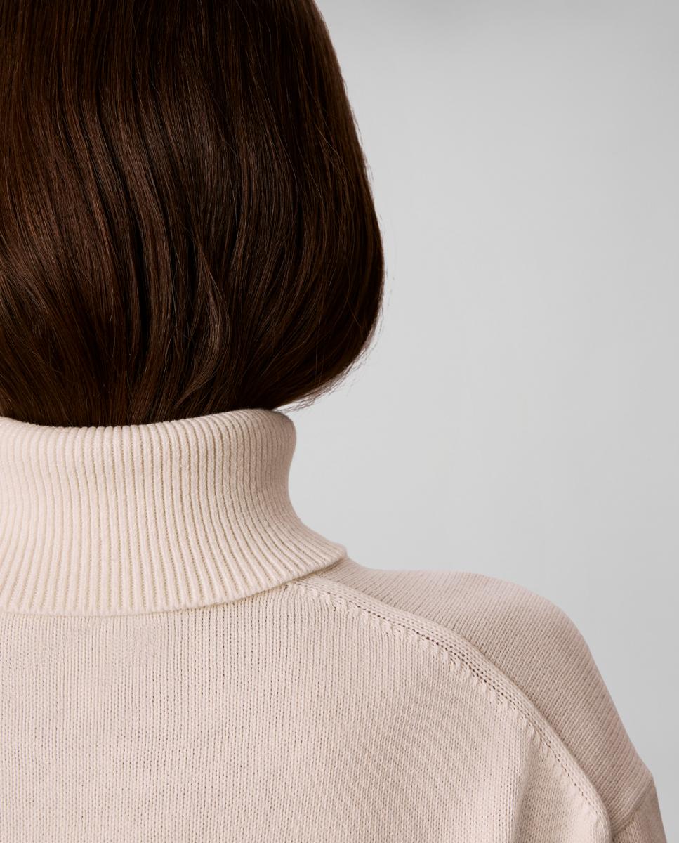 Jersey de mujer cuello alto logo - Calvin Klein Jeans - Crema Crema-4