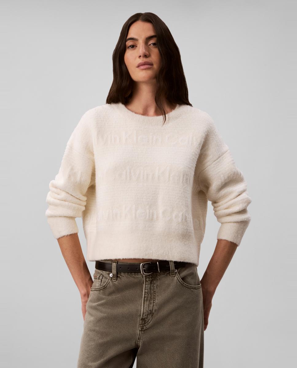 Jersey de mujer a rayas - Calvin Klein Jeans - Crema Crema-1