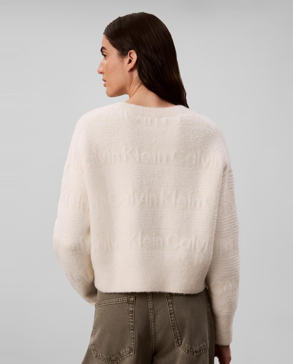 Jersey de mujer a rayas - Calvin Klein Jeans - Crema Crema-2