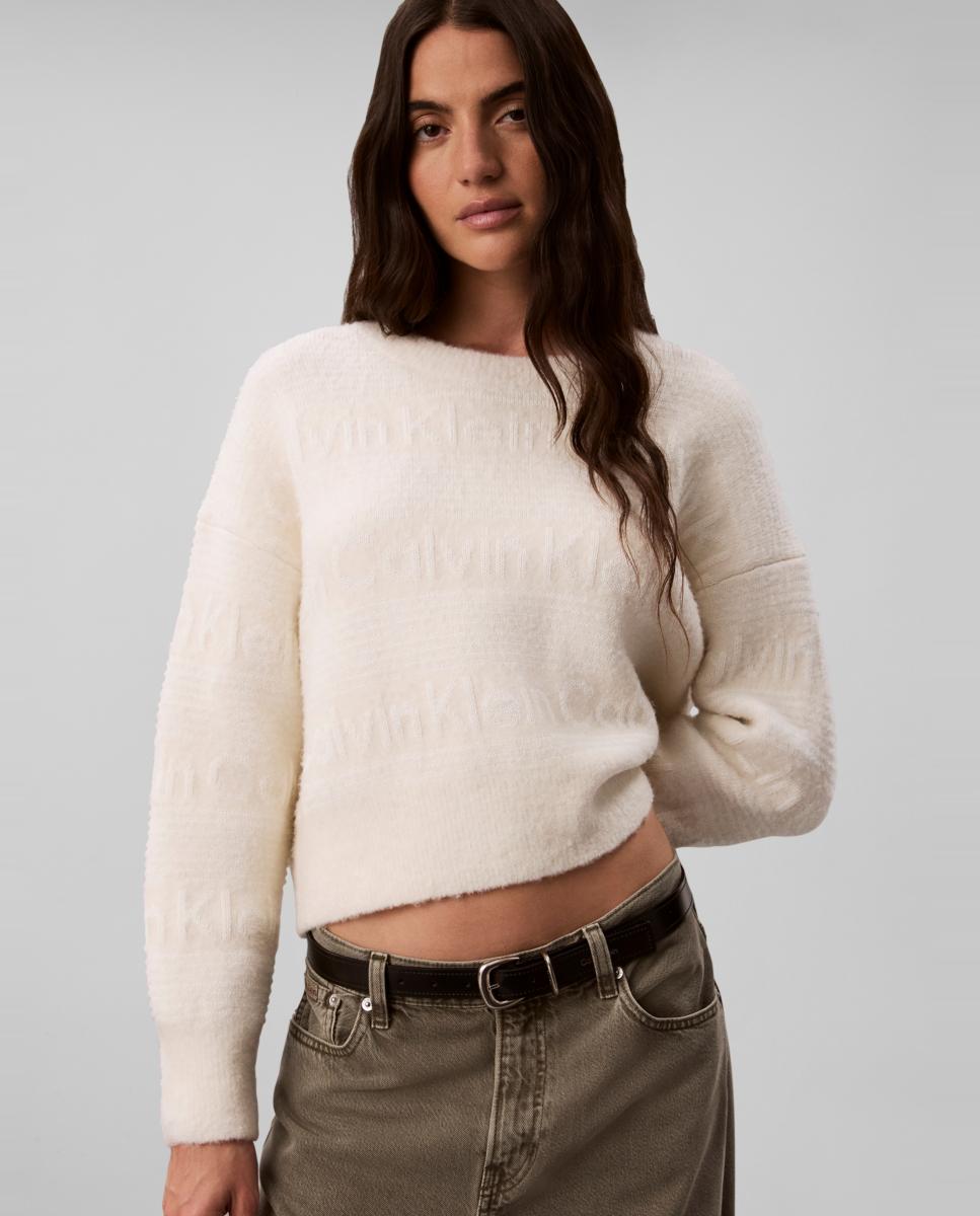 Jersey de mujer a rayas - Calvin Klein Jeans - Crema Crema-3