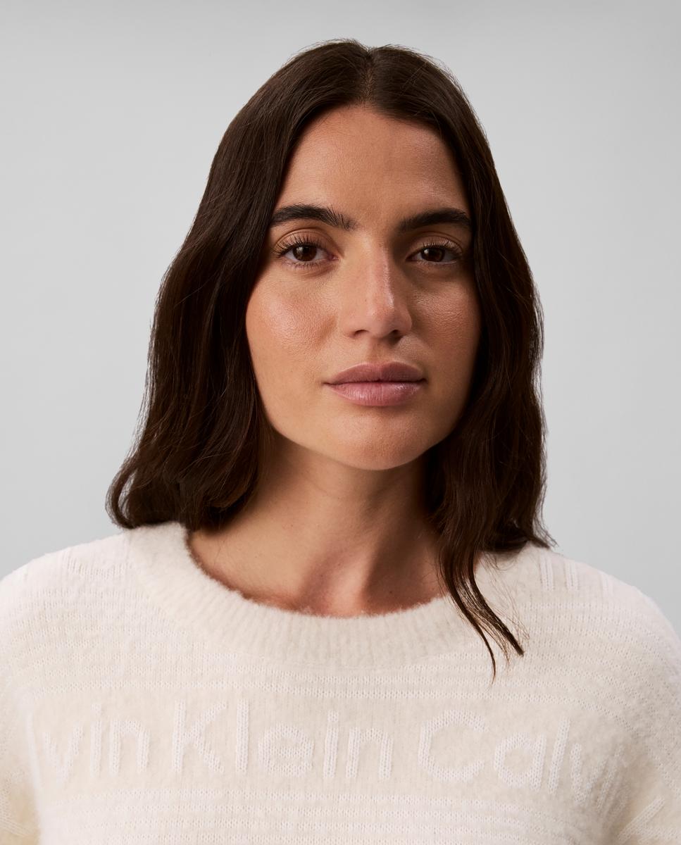 Jersey de mujer a rayas - Calvin Klein Jeans - Crema Crema-4