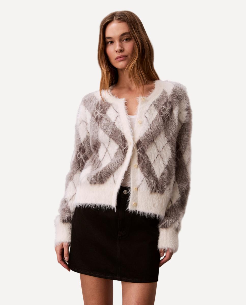 Cardigan de Losangos Cru-1