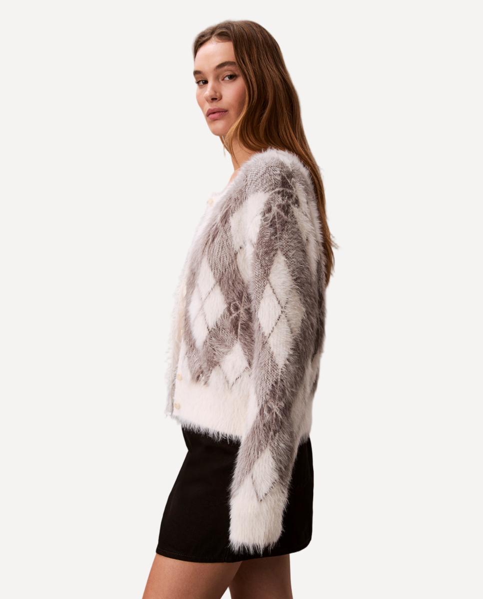 Cardigan de Losangos Cru-2
