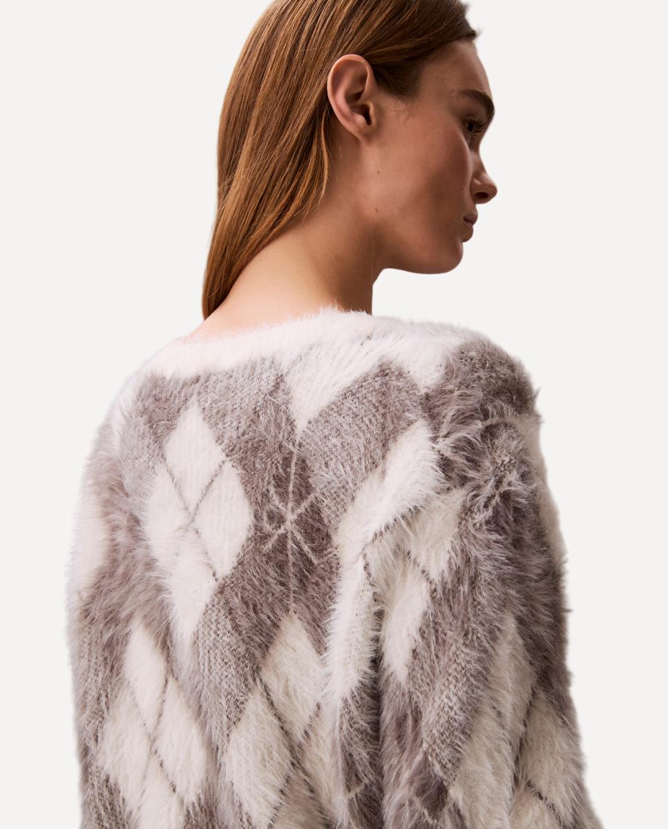 Cardigan de Losangos Cru-4