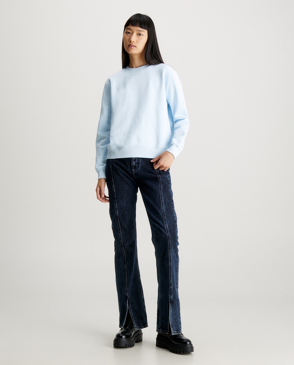 Sweatshirt em Felpa de Algodão Azul-claro-4