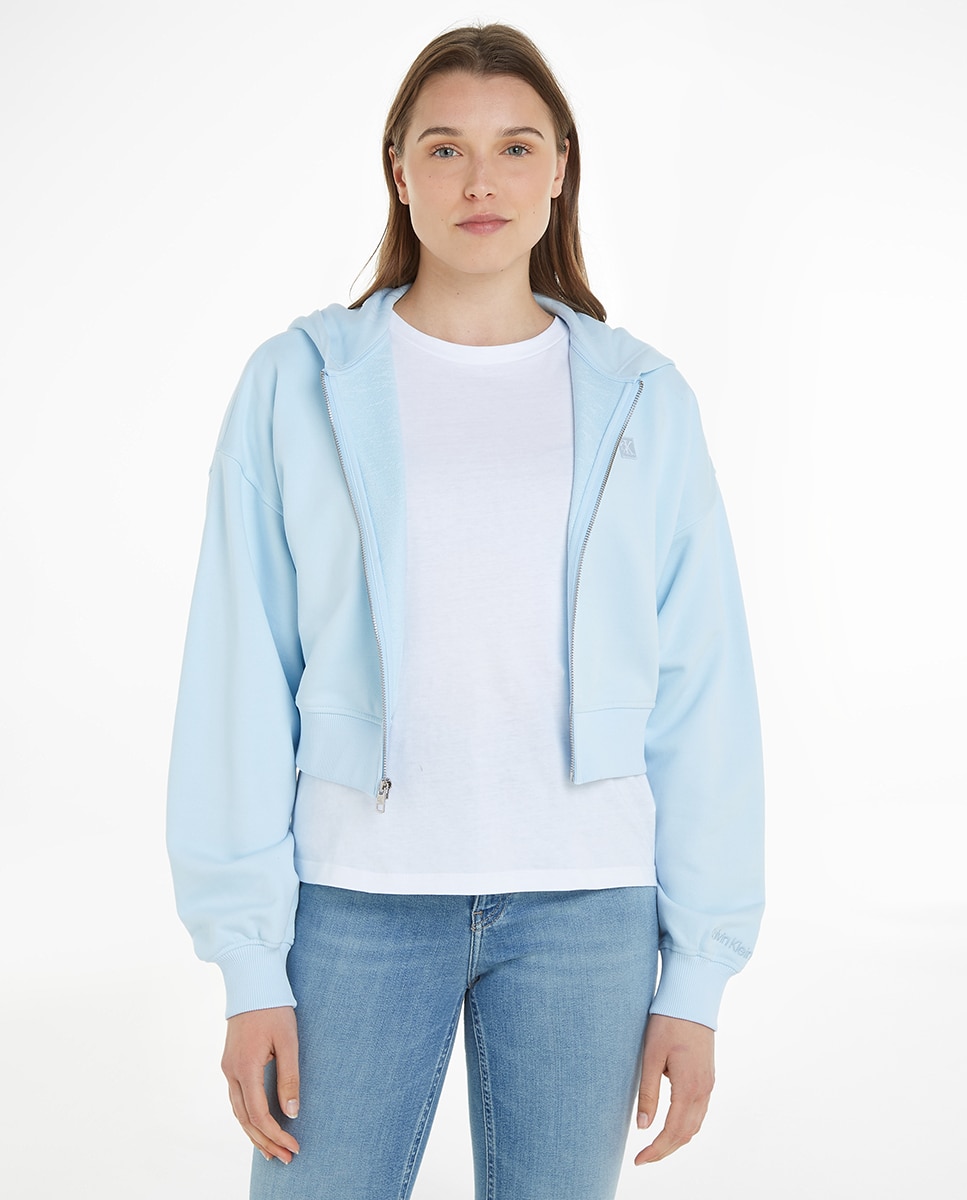 Imagem 0 de Sweatshirt Cropped com Capuz e Fecho de Correr