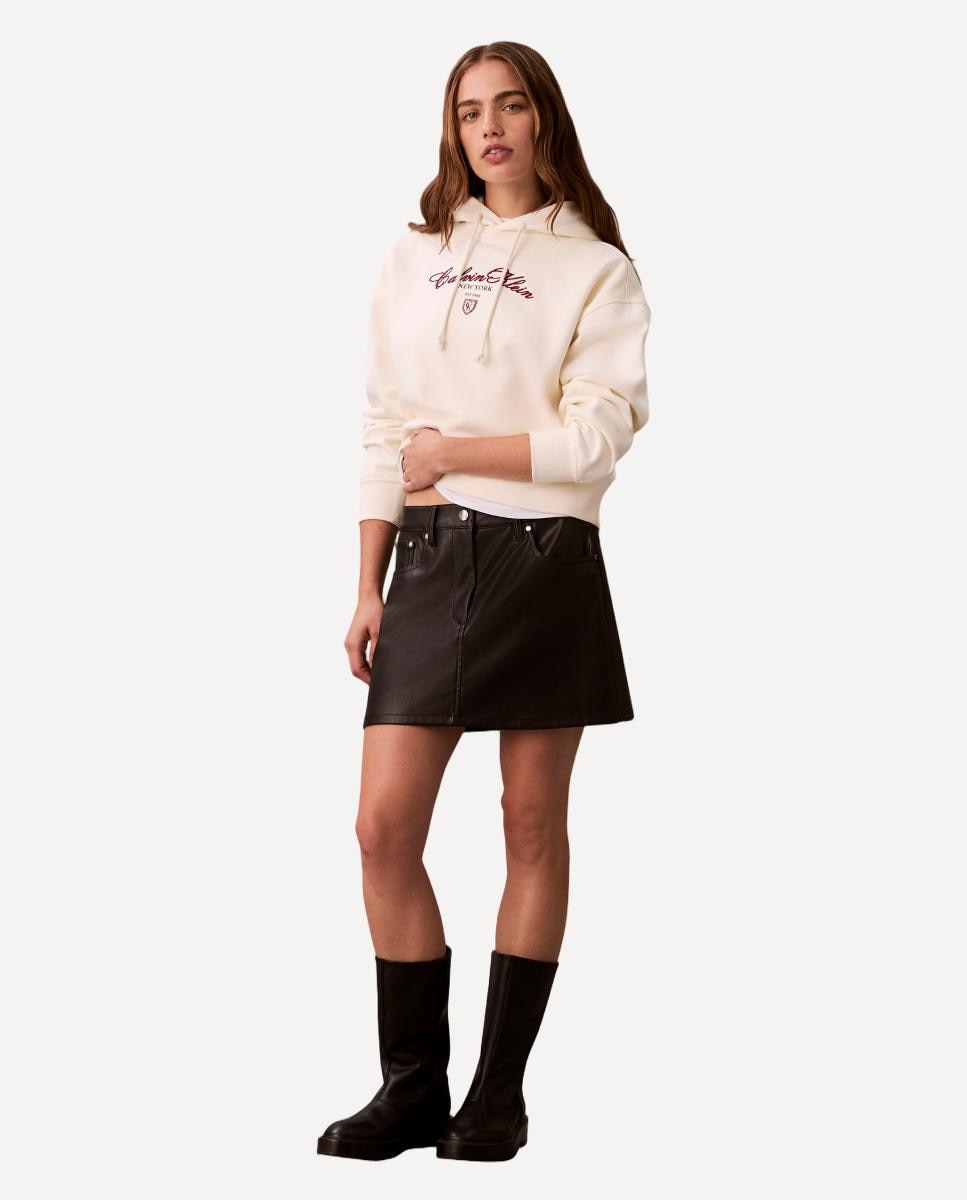 Sweatshirt Curta com Capuz Creme-2