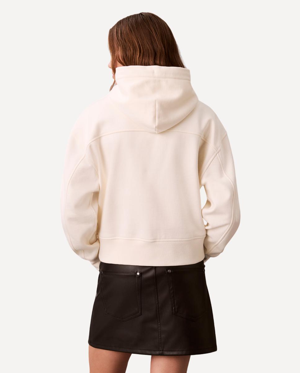Sweatshirt Curta com Capuz Creme-3