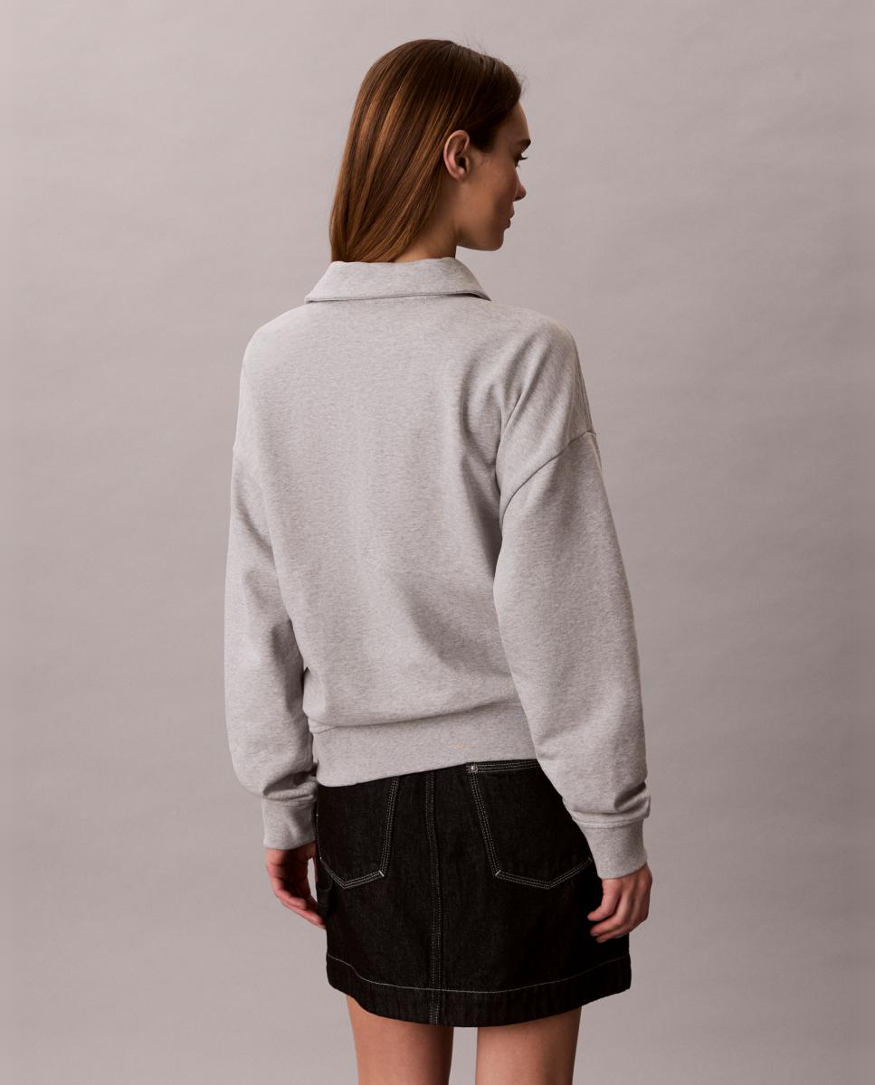 Sweatshirt com Meio Fecho de Correr Cinzento-3