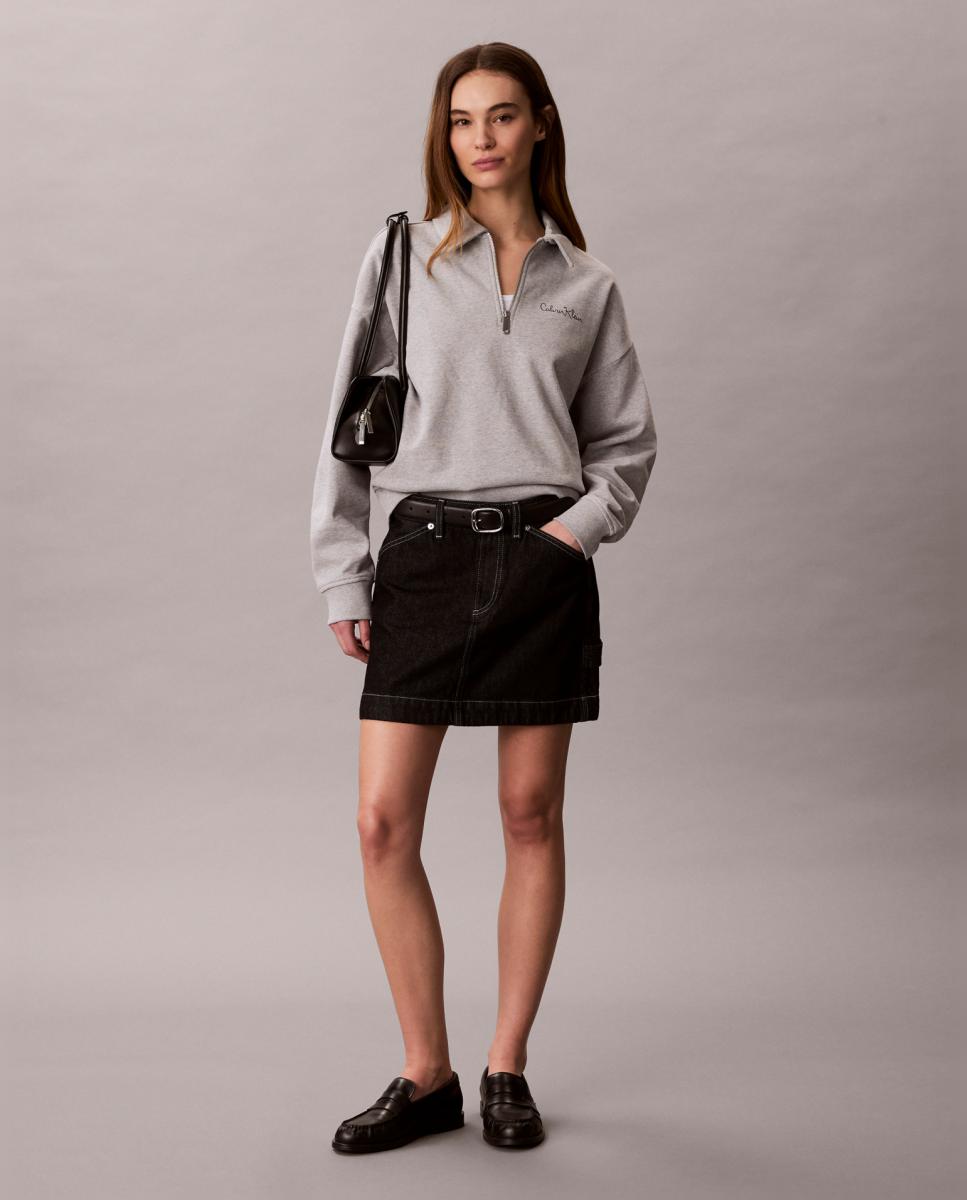 Sweatshirt com Meio Fecho de Correr Cinzento-5