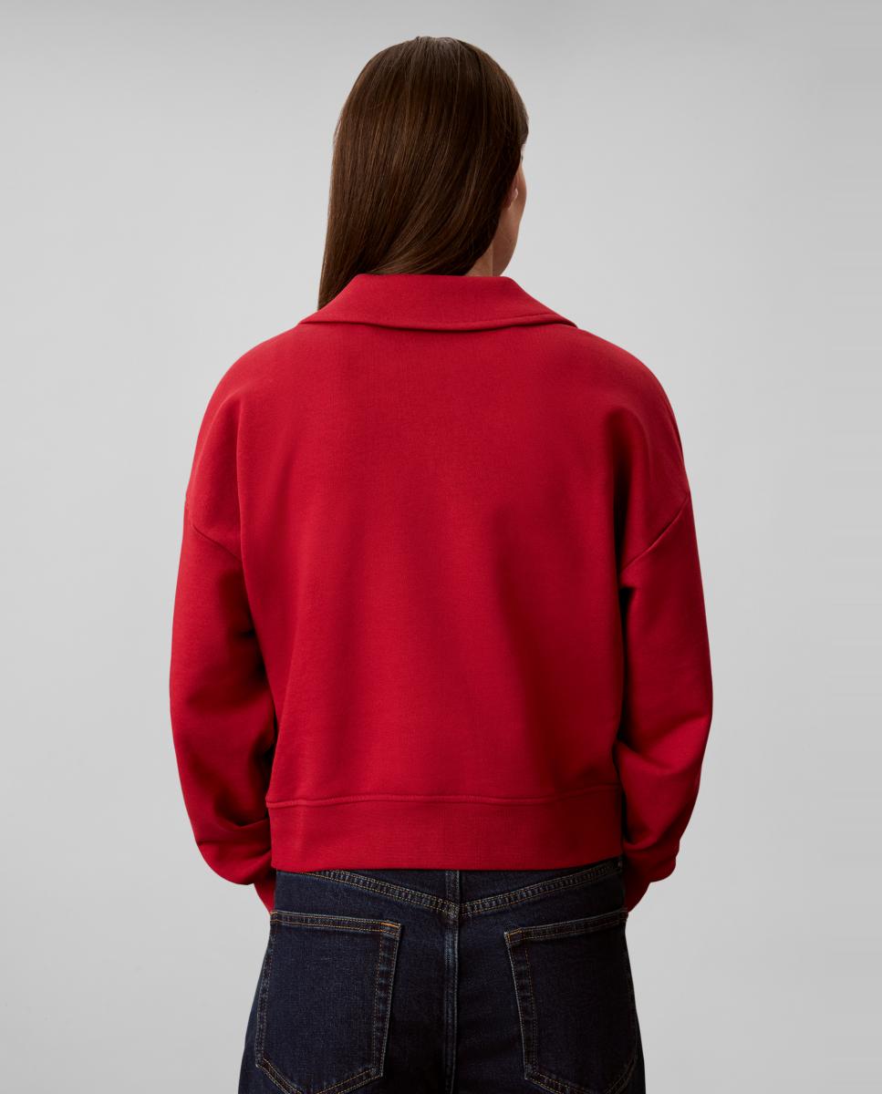 Sweatshirt com Monologótipo e Decote em Bico Vermelho-2