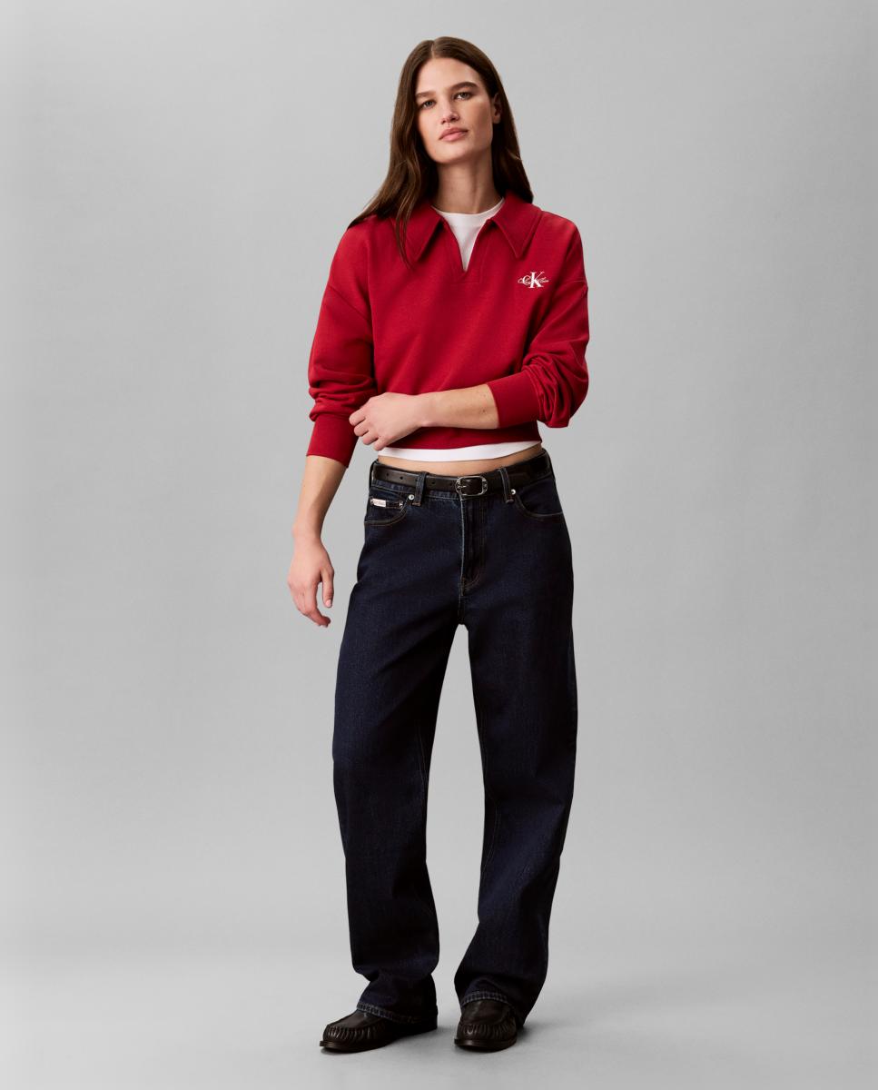 Sweatshirt com Monologótipo e Decote em Bico Vermelho-6