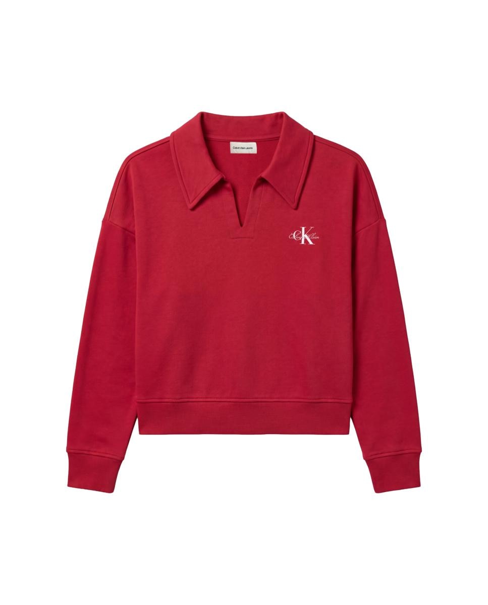 Sweatshirt com Monologótipo e Decote em Bico Vermelho-5