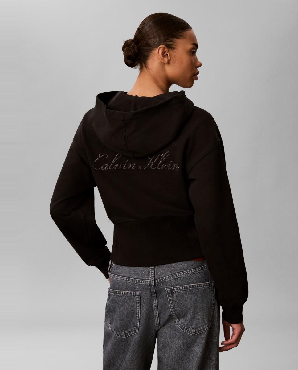 Sudadera de mujer half zip - Calvin Klein Jeans - Negro Negro-2