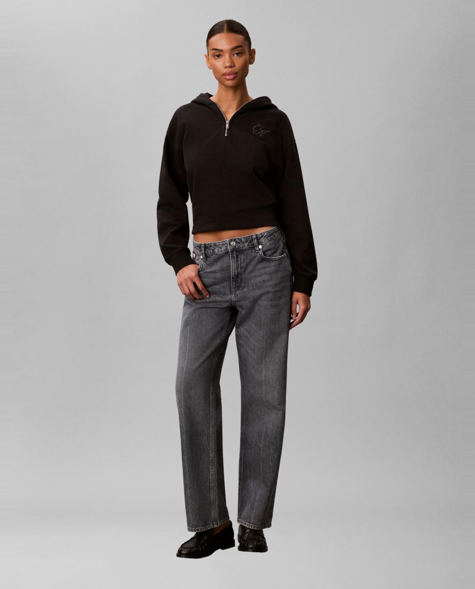 Sudadera de mujer half zip - Calvin Klein Jeans - Negro Negro-6