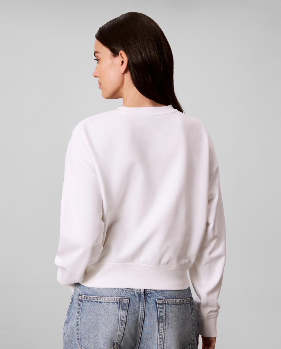 Sudadera de mujer cropped varsity - Calvin Klein Jeans - Blanco Blanco-2