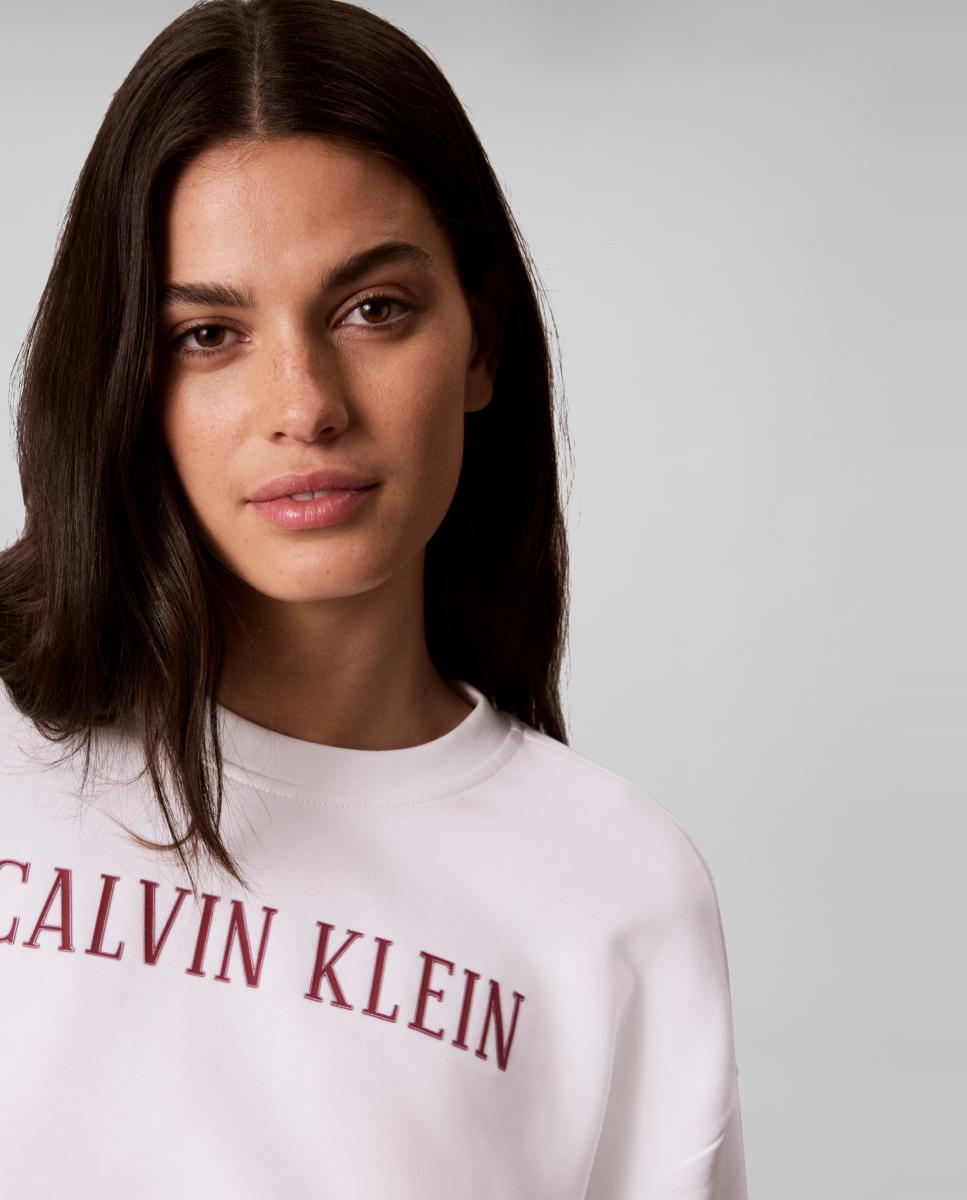 Sudadera de mujer cropped varsity - Calvin Klein Jeans - Blanco Blanco-4