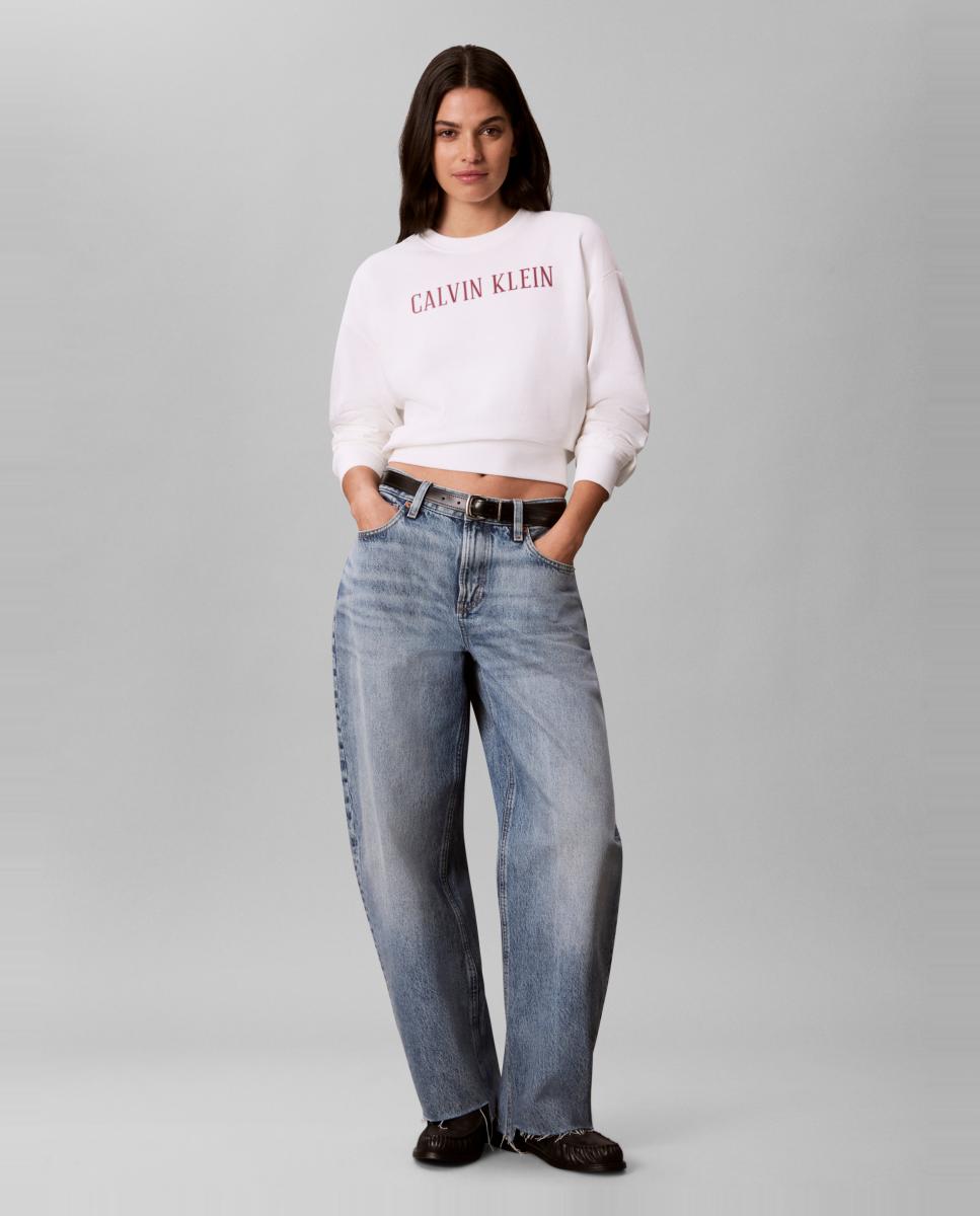 Sudadera de mujer cropped varsity - Calvin Klein Jeans - Blanco Blanco-6