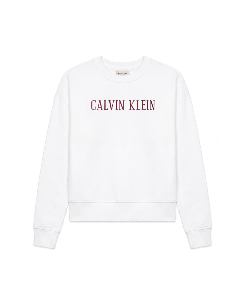Sudadera de mujer cropped varsity - Calvin Klein Jeans - Blanco Blanco-5