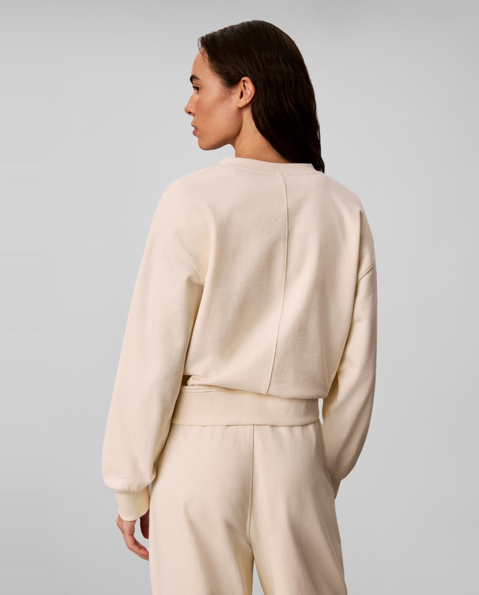Sweatshirt com Decote em Bico Creme-2