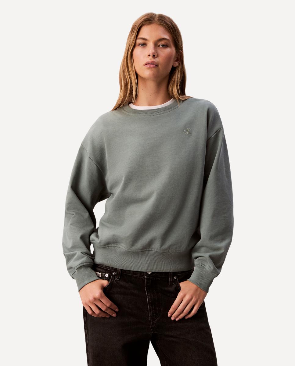 Sweatshirt com Logótipo Bordado Verde Água-1
