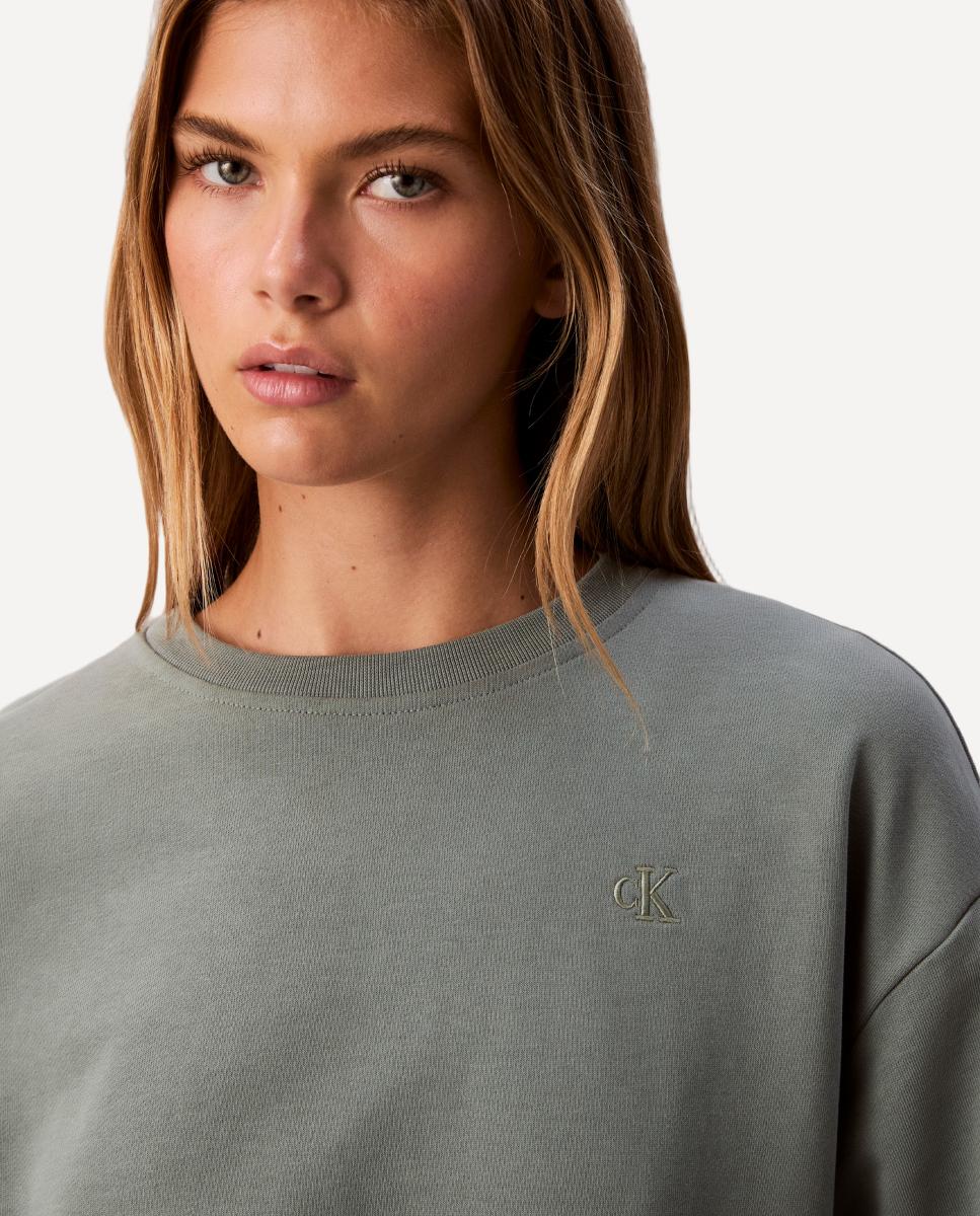 Sweatshirt com Logótipo Bordado Verde Água-2