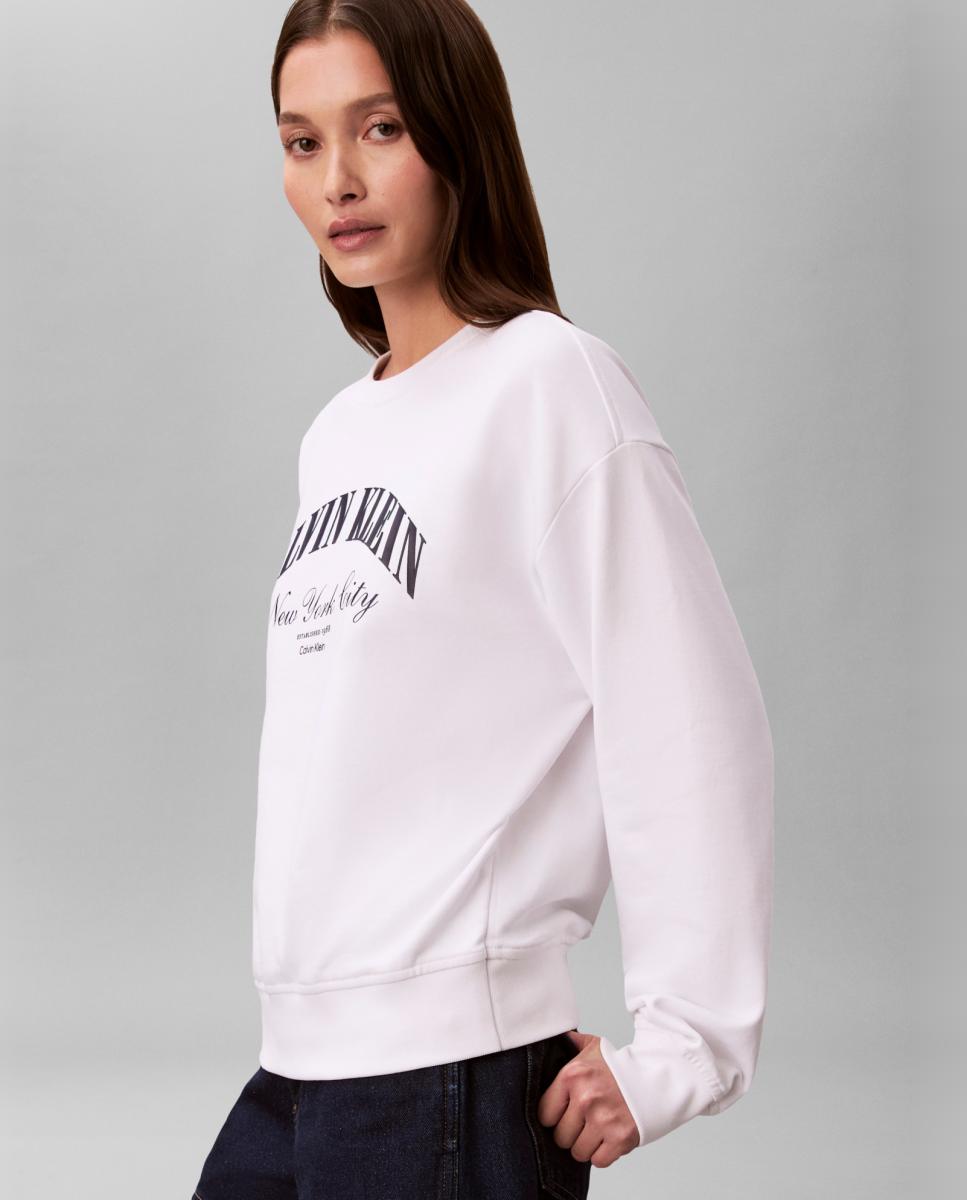 Sweatshirt com Desenho Varsity Branco-3