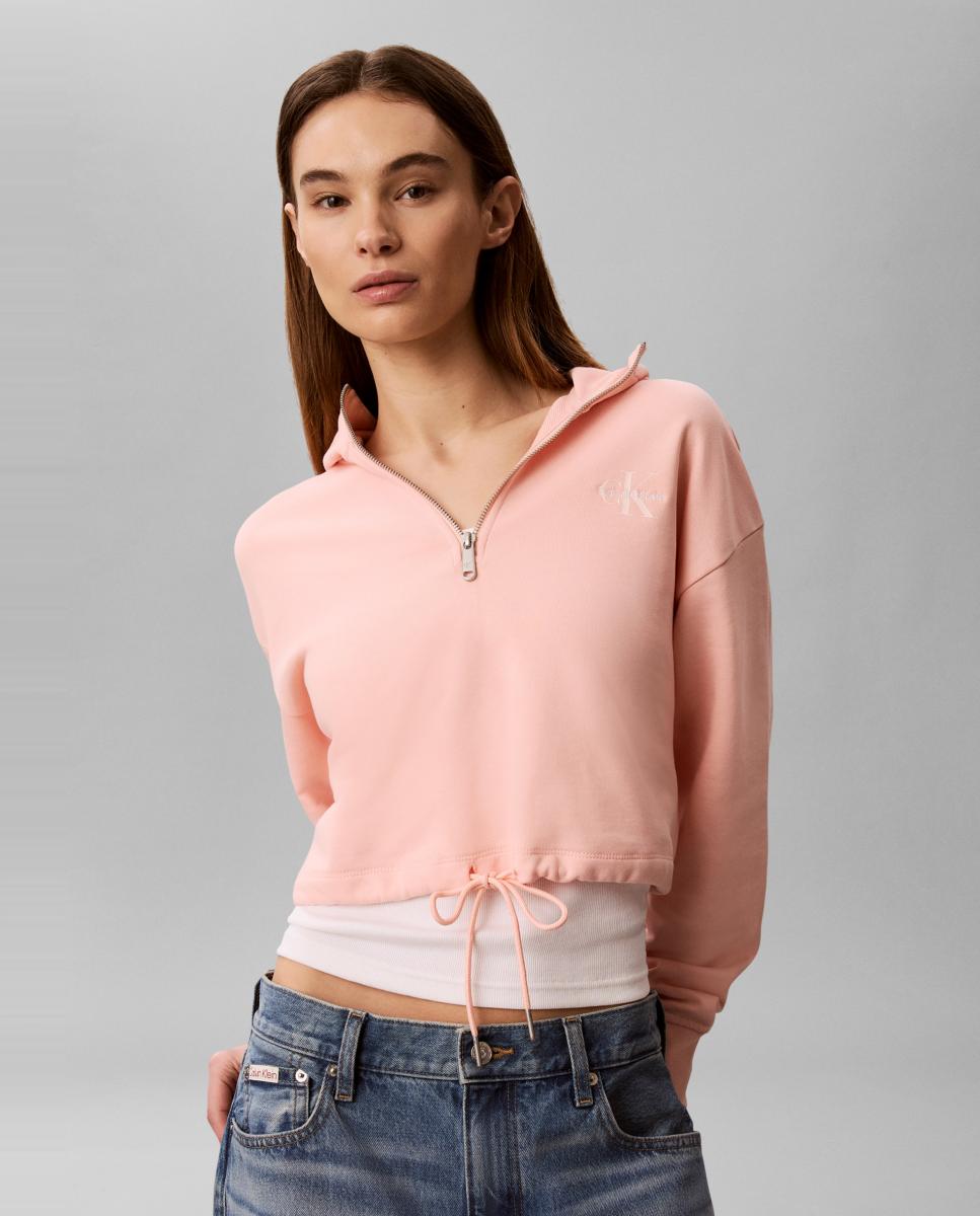 Calvin Klein Jeans - Sudadera mujer corta con ajustable.
