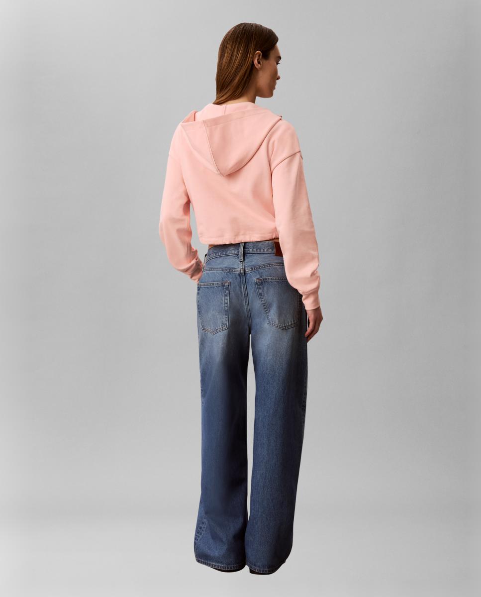 Sweatshirt Curta com Peça Ajustável Rosa-claro-2