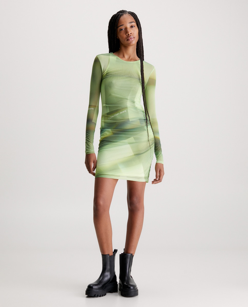 Imagem 0 de Vestido Estampado em Malha de Duas Camadas