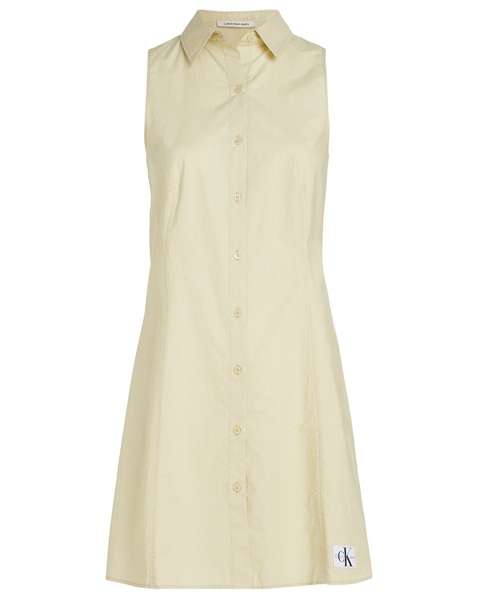 Vestido Camiseiro sem Mangas e em Algodão Verde-claro-4