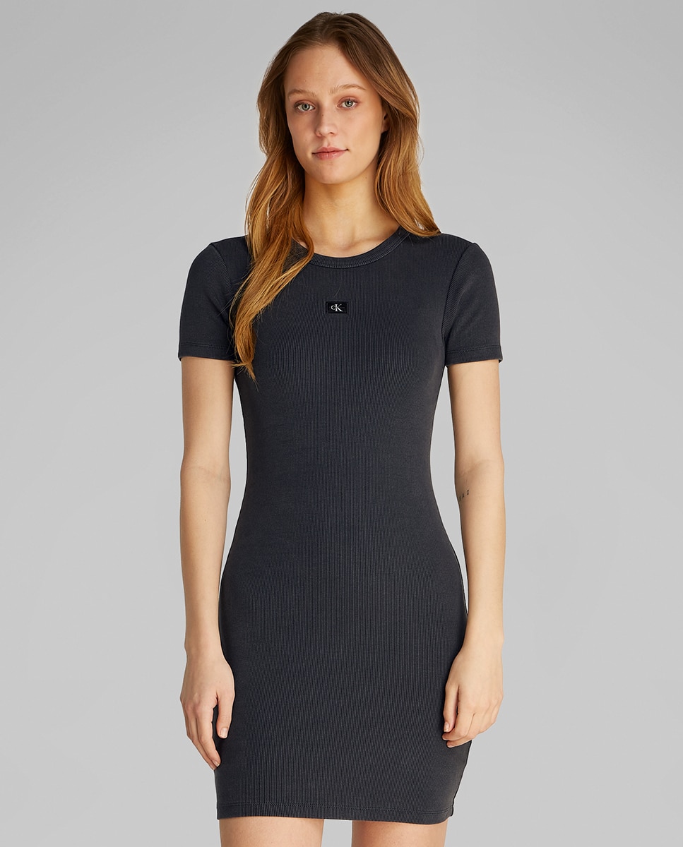 Vestido Curto com Logótipo Preto-1