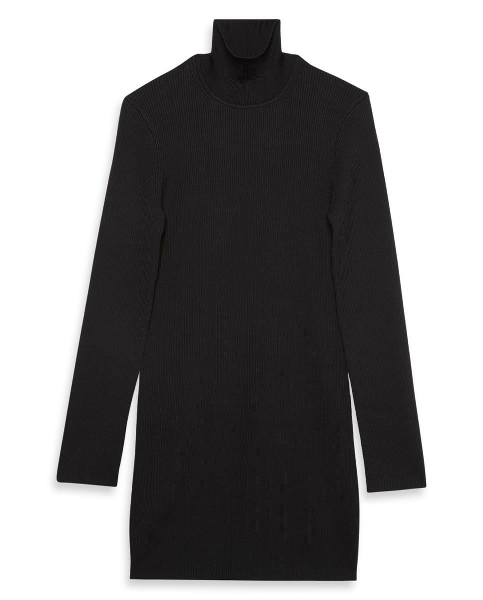 Vestido Curto com Gola Alta Preto-6